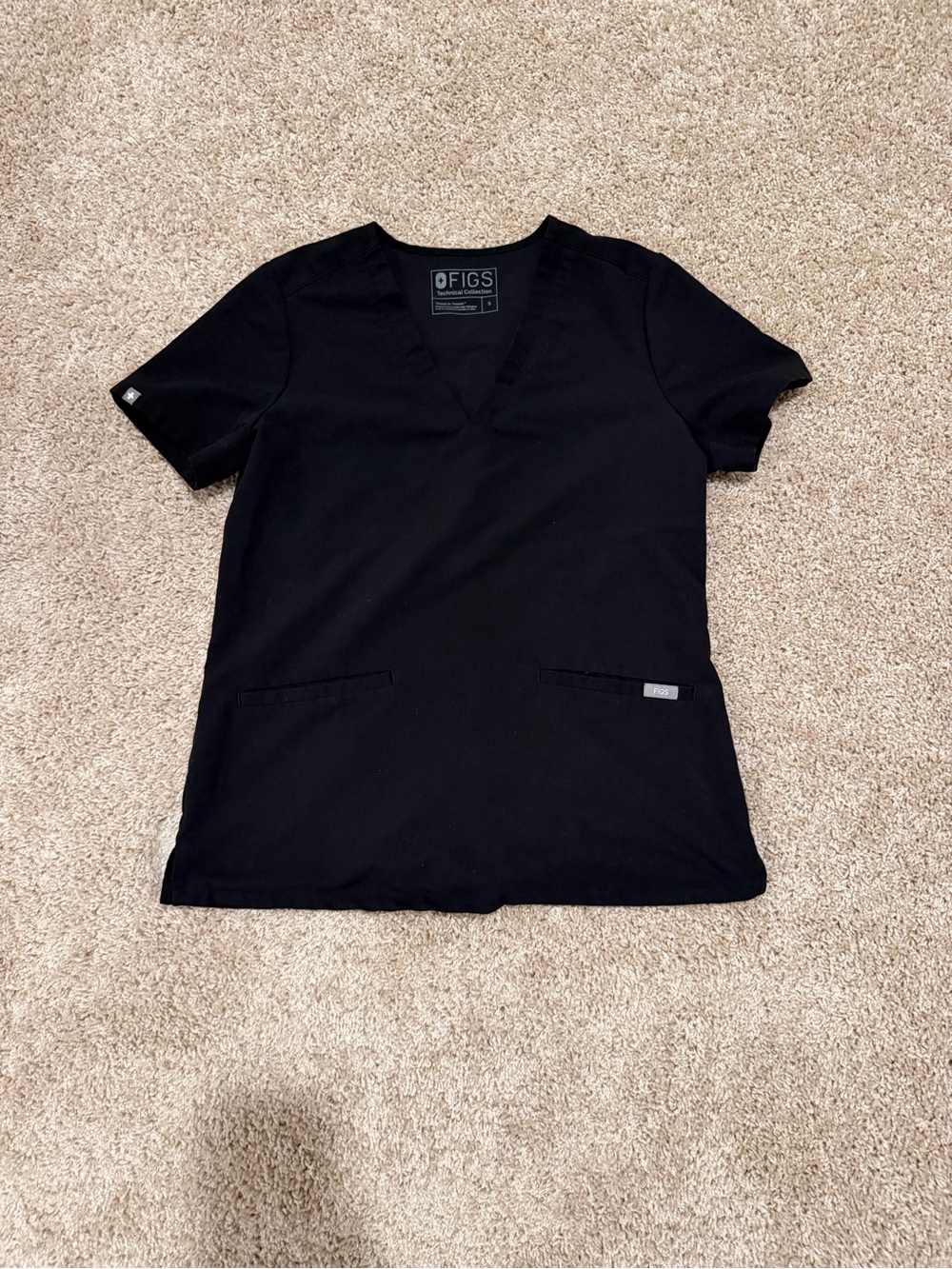 Figs Black V-Neck Scrub Top
